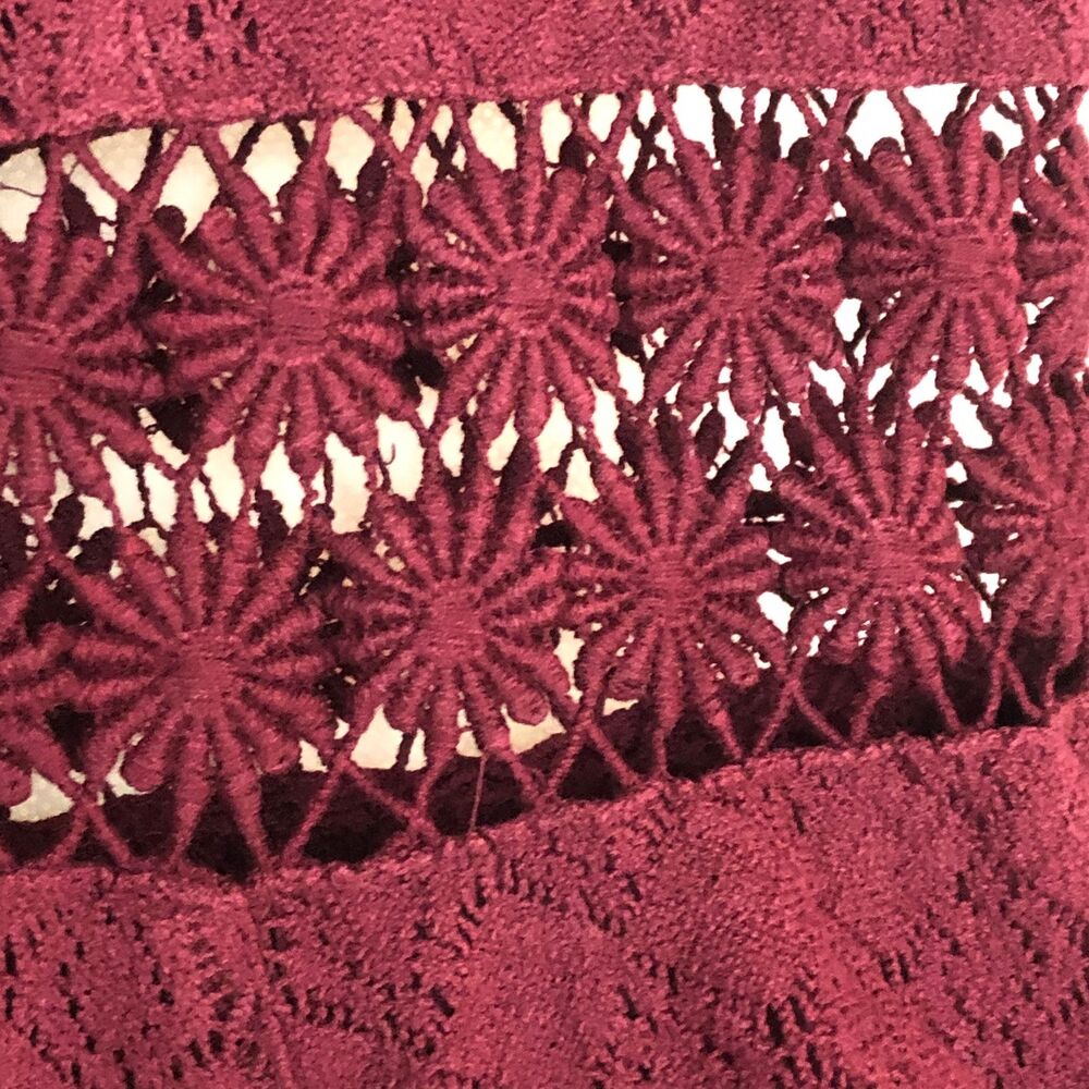 Free People Dress  Lace Floral Crochet Sleeveless Burgundy Size 6